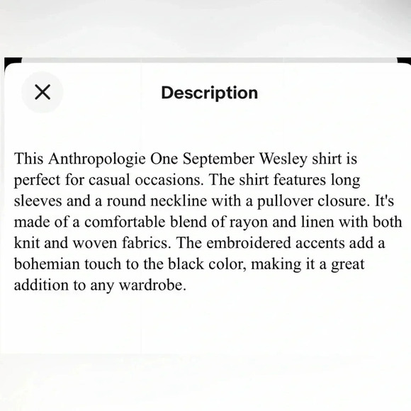 Anthropologie linen blend,embroidered,shirt ,women M. Floral,cottagecore - Picture 15 of 16